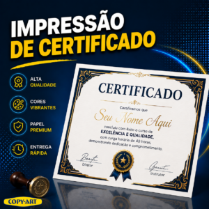Impressão de Certificado A4 (21x29cm)
