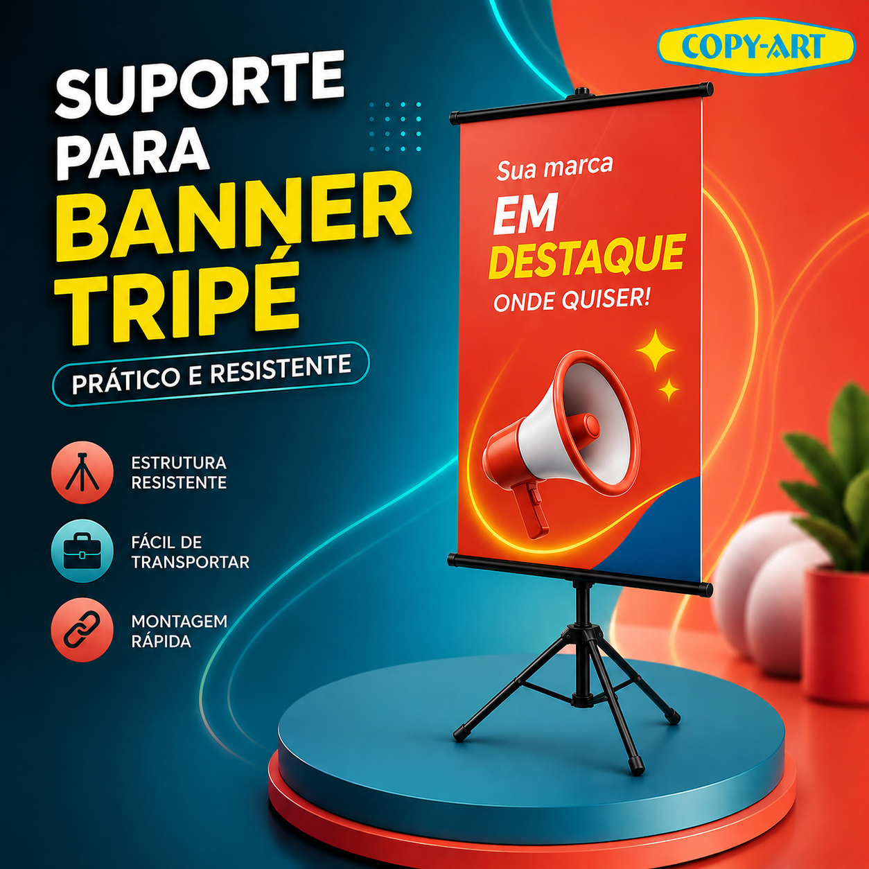 Suporte Tripé para Banner