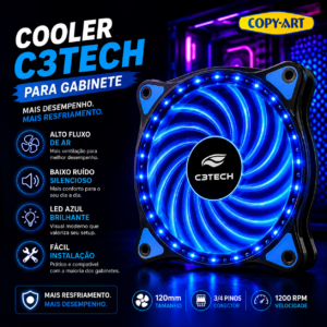 Cooler C3tech Para Gabinete F7-l130bl 3 Pinos 12cm