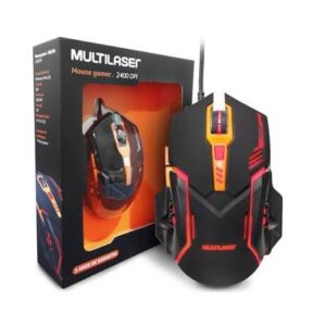 Mouse Gamer Multilaser 2400dpi Preto E Laranja MO270 Com Fio Cor Preto/Laranja