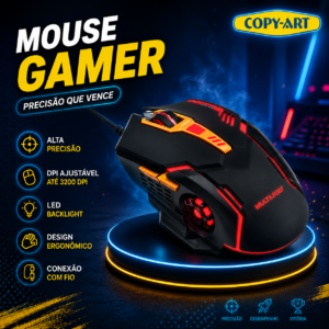 Mouse Gamer Multilaser 2400dpi Preto E Laranja MO270 Com Fio Cor Preto/Laranja